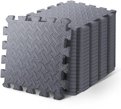 KAYMAN Gym Floor Nonslip Mats, Interlocking, EVA Foam Exercise Floor Tiles for Home Workouts, Studio, Weights, Exercise and Yoga (30 X 30cm) Grey 24Pack