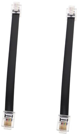 Gadpiparty Cavo Telefonico Piatto Corto Da 2 Pezzi Cavo Dritto Maschio-Maschio A 6 Conduttori Per Uso Domestico Segnale Stabile Durevole E Affidabile Facile Installazione