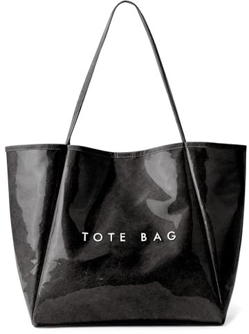 KALIDI PVC Handtasche Damen Groß Tote Bag Kraftpapier Shopper Tasche Damen Umhängetasche Hobo Bag für Schule Büro Arbeit Reisen Ausflug Einkauf