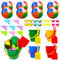 Haishell 32 Pcs Beach Toys Set for Kids Include Sand Bucket and Shovels Set Inflatable Beach Balls Mini Water Squirts Neon Sunglasses for Travel Summer Indoor Outdoor Pool Party Favors