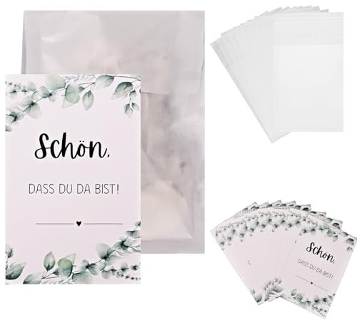 Schön Das Du Da Bist Gastgeschenke, 20 Stück Samentütchen Gastgeschenk Mit Karte, Blumensamen Tütchen Gastgeschenke Hochzeit, Geschenktüten Für Gastgeschenke Kommunion, Taufe, Geburtstag (Keine Samen)