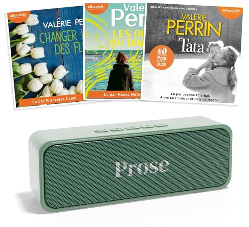 Prose Coffret Livre Audio Valérie Perrin - 3 Lecteur Livres Audio Interface Intuitive - Enceinte Fournie avec Câble de Charge, Batterie, Télécommande