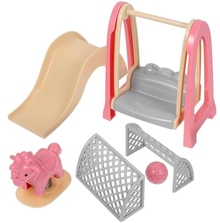 BESPORTBLE Puppenhaus Spielplatz Zubehör Miniaturschaukel Rutsche Und Holzpferd Für Junge Mädchen Realistisches Spielzeug Für Puppenstube Dekorativ Und Langlebig