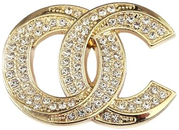 Iirlvior Glänzende Kristall Brosche für Damen, Doppel-C Buchstaben Brosche, Personalisierte Metallbrosche, Trendy Statement Schmuck, Geschenk für Frauen und Mädchen