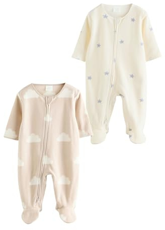 NEXT Baby Babystrampler Zwei-Wege-Reißverschluss Microfleece 2er-Pack
