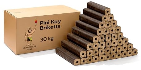 Neandertaler Feuer Holzbriketts PiniKay Hartholzbriketts – Kaminbriketts 30 kg Briketts Kamin Ofen Grill Briquettes Hartholz Eiche Buche Brikett Holzbrikett Gluthalter