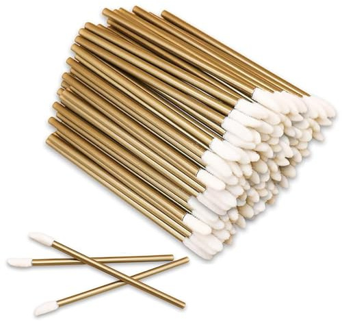 300 Pcs Gold Disposable Velvet-Touch Lip Brush Applicator Wands | Precision Tips For Lipstick, Gloss, Concealer, Makeup Removal, Nail Polish And Travel