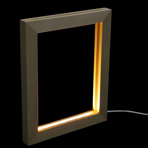 TOBBOMEY Leuchtender USB Bilderrahmen 3D Fotohalter mit Warmweißem LED Licht für Tisch und Wohnzimmer