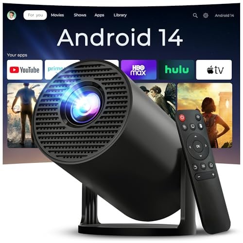 Mini Proiettore con WiFi e Bluetooth, Android 14, Supporto 1080P 4K
