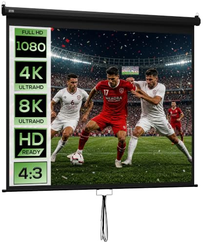 HOMCOM Écran de Projection 120 4:3 HD 4K avec Boîtier 244 x 183 cm Noir | Écran Vidéoprojecteur, Boîtier en Métal, Hauteur Réglable Manuellement, pour Cinéma Maison, Bureau, Voyage