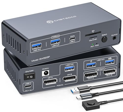 KVM Docking Station USB C 4K@120Hz KVM Switch 2 PC 2 Monitore 14-in-1 USBC Dockingstation Dual Monitors für Laptop und Desktop, PD 100W