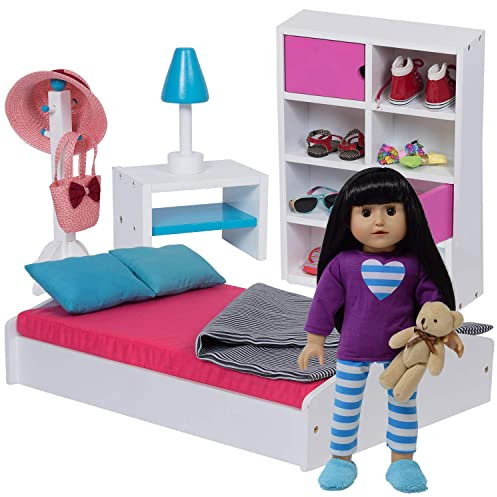The New York Doll Collection Doll Bed & Bedroom Set Fits for 18 inch / 46cm Dolls - Doll Furniture Fits
