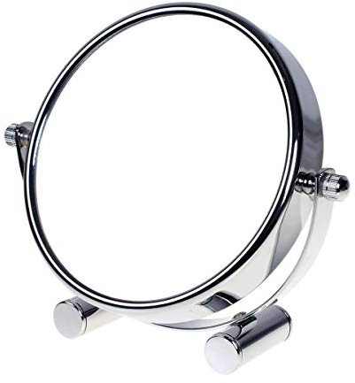 TUKA Designed Kosmetikspiegel 5 Fach, 6 inch Tischspiegel 360° drehbar, Standspiegel Schminkspiegel Badezimmerspiegel Verchromten. Doppelseitiger Rasierspiegel: Normal + 5X Vergrößerung, TKD3142-5x
