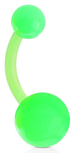 viva-adorno 1 Stück Bauchnabel Piercing Banane Acryl Kunststoff Kugeln Bananabell Z318, grün