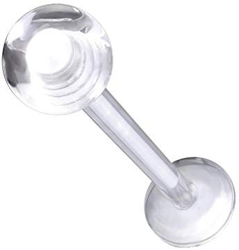 Paula & Fritz® UNIVERSAL Stud Labret Monroe Cartilage Lippen-Piercing Clear Halbkugel ALLE Größen Acryl Bioflex LXA-14084_C