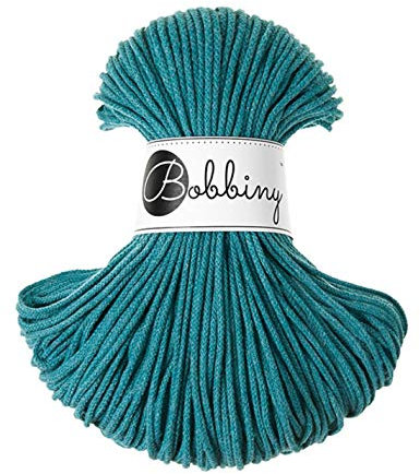 Bobbiny Makramee-Seil, 3 mm, 100 m lang, 100 % Baumwolle, Blaugrün