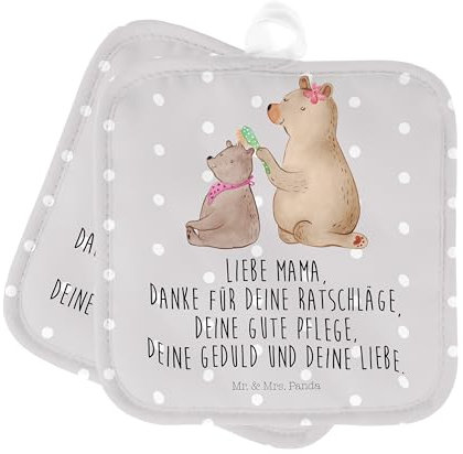 Mr. & Mrs. Panda Topflappen Bär Kind - Geschenk, Topfhandschuhe, Opa, Mutter, Mama, Papa, Topfhandschuh, Muttertag, Ofenhandschuh, Topflappen Set,