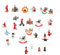 NUOBESTY 48pcs Mini Wooden Figure Christmas Tree Hanging Ornaments Xmas Tiny Wood Pendants Miniature Charms for Christmas Tree Advent Calendar Stuffers Filler Holiday Decoration