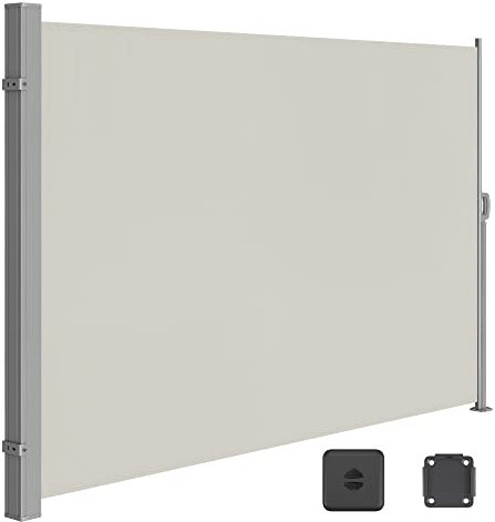 SONGMICS Toldo Lateral, Extensible, 200 x 350 cm, Toldo de Sombra, Toldo de Exterior, para Balcón, Terraza y Jardín, Beige GSA205E02