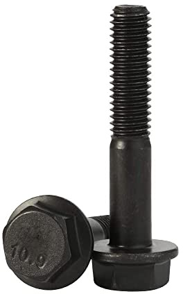 M8 x 45 mm Flansch-Sechskantschrauben, Flansch, Sechskantschrauben, Halbgewinde, Stahllegierung, schwarzes Oxid-Finish, Menge 10