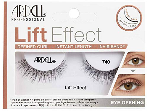Ardell Natürliche falsche Wimpern, unsichtbarer Rand, Lif Effect 740, definierte Locken, Invisiband, 1 Paar schwarze Wimpern