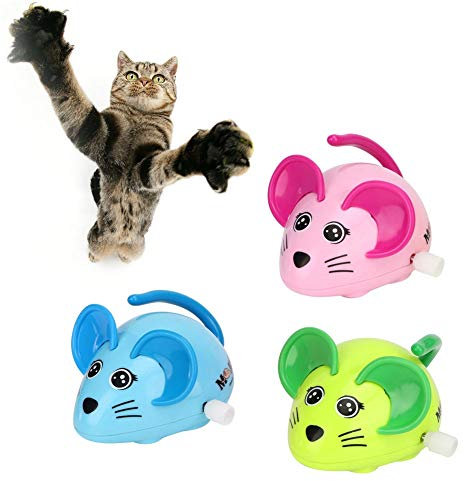 WLGOLD Juguete Interactivo para Gatos, 3 Piezas para Mascotas, Gatos, Mecanismo de Cuerda, Forma de ratón, Juego Interactivo, persecución, Divertido Juguete de Rompecabezas de Entrenamiento