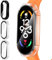 iVoler 3 Pezzi Cover con Vetro Temperato per Xiaomi Mi Band 6/5 / 4, Copertura Completa Custodia Rigida PC, HD Clear Pellicola Protettiva Anti-Graffio Case, 2 Trasparente + 1 Nero