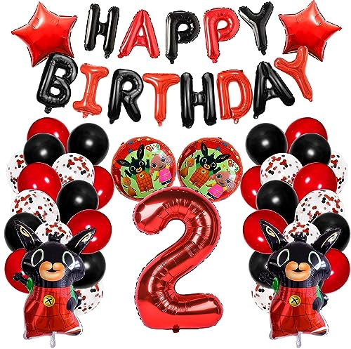 YOILIK Party Dekoration Set, 38 Stück, Sternförmige Ballons, Kaninchenballon, Dekorationsballons mit Pailletten, Metallic Finish, Glitter, für Kindergeburtstag, Unisex-Kinder