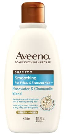 Aveeno Smoothing Rosewater and Chamomile Scalp Soothing Shampoo for Frizzy Hair 300ml