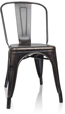 hjh OFFICE 645026 Bistrostuhl Outdoor VANTAGGIO Comfort Metall Stuhl für den Außenbereich, stapelbar, Schwarz/Gold