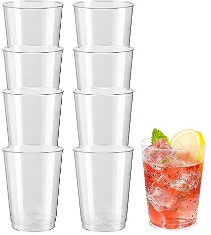 Homeshopa Clear Plastic Tumblers, 10oz Pack of 8 Reusable Unbreakable Plastic Cups, Sturdy Stackable Drinking Glasses, Transparent Party Glasses for Wedding Anniversary, Birthday, Camping, Picnic (8)