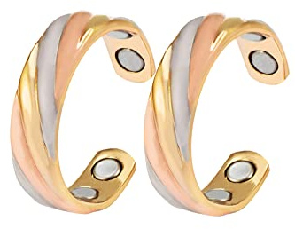 EnerMagiX Tri Tone 3500 Gauss Magnetische Kupferringe für Frauen oder Männer, 99,95% Kupferring mit 4 Magneten, verstellbare Größe, Frauentagsgeschenk für Mutter, Frau (CPR-0131 X2)