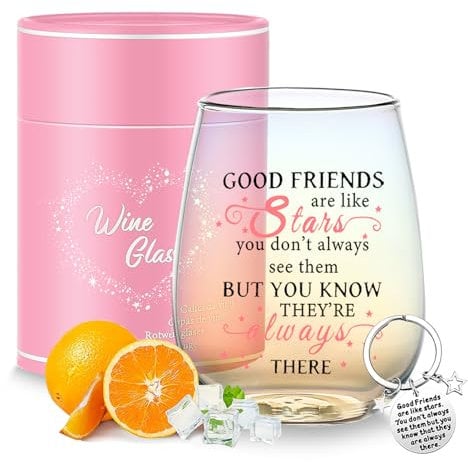 Yalucky Friendship Gifts for Women Wine Glasses Drinking Personalised Birthday Gifts for Friend Women Special Friends Gift Leaving Gift for Her Colleague Best Friends Sister Galentines Present