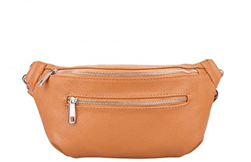 Bauchtasche Damen, Crossbody Bag Damen, Damen-Umhängetaschen, Kleine Umhängetasche Damen, Bauchtasche Damen Stylisch, Italienische Mode Damen (Cognac)
