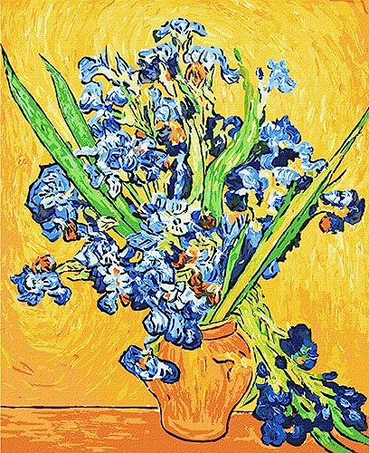 IDEYKA Malen nach Zahlen Schwertlilien in einer Vase. Van Gogh 40x50 Reproduktionen von Künstlern mit Holzrahmen