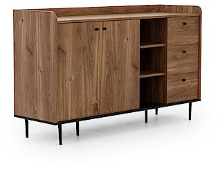 BETTSO - Kommode Sideboard Schubladenkommode Highboard Moderne Kommode mit 3 Schubladen Flügeltüren und viel Stauraum für Ihren Wohnbereich 150x90x45cm-VIVO 150 (Brandy Castello)