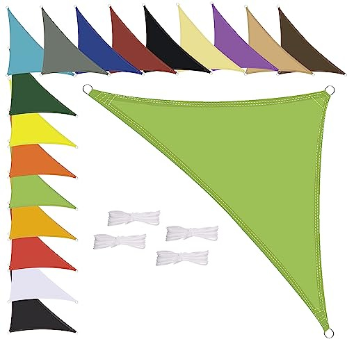 MENGH Sonnensegel Wasserdicht Dreieck, wetterbeständig, Premium Polyester, Viele Längen und Breiten Zur Auswahl inkl Befestigungsseile, 2x2x2m Grün