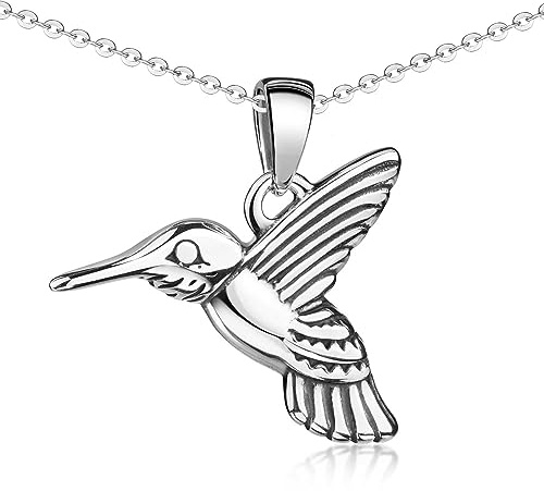 MATERIA by Matthias Wagner Kleiner Kolibri Vogel Anhänger 925 Silber mit Kette für Damen