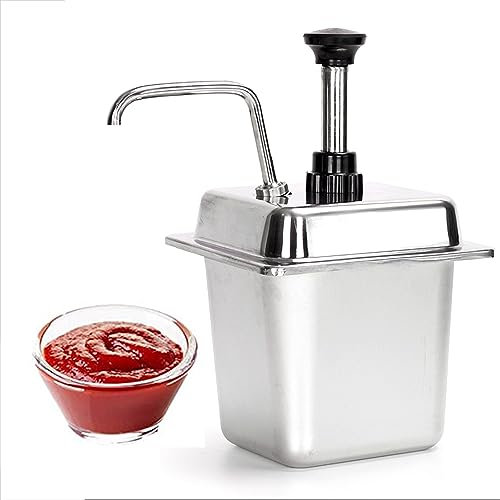 NGARY Gewürzpumpenstation, 2-Liter-Einkopf-Sojasaucen-Ketchup-Senf-Spenderpumpe, Sojasaucen-Spender, Ausgabe Kann Angepasst Werden, Für Ketchup-Dressing-Sirup