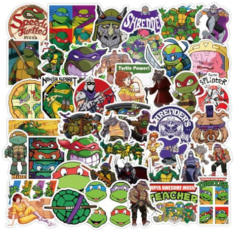 100 Stück Anime Ninja Action Turtles Figuren Aufkleber, Anime Auto Aufkleber, Vinyl wasserdichte Aufkleber für Wasserflaschen Laptop Aufkleber Aufkleber Cartoon Aufkleber Skateboard Aufkleber
