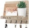 AOAOPQ Farmhouse Key Holder with Hooks - Wood Wall Mail Organizer for Entryway