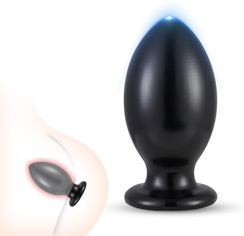 BDSMJOY Butt Plug 7 Sizes of Progressive Dildo,Butt Plug Tail Anal Plug for Beginners to Advanced,Anal Toys Anal Dildo for Men and Women,Suction Cup Penis Anal Plug Jumbo Rugby Ball (Black, XXL)
