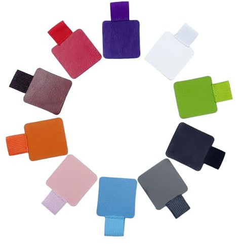 WYAN 10 Stück Stiftschlaufe Selbstklebend,PU-Leder Pen Holder,Pen Holder mit Gummiband,für Kühlschrank Whiteboard Board Löschen und Bulletin Board Karte(Kein Stift)