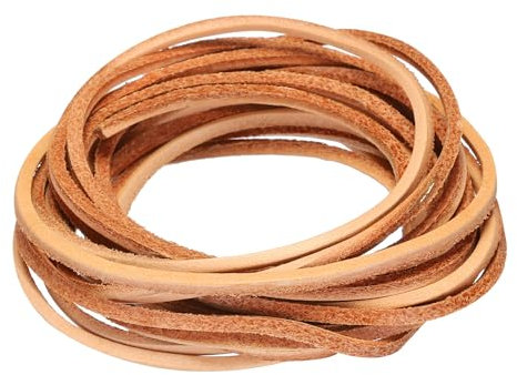 QUARKZMAN Cordon en Cuir Plat de 3 Mètres et 2 mm, Bandes de Lacets en Cuir pour Bricolage, Couleur Marron Foncé
