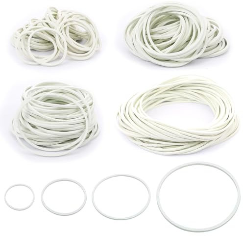 Gummibänder Weiß 200 Stücke Haushaltsgummis Verschiedene Größen 25/38/50/70 mm Gummi Bänder für Haushalt,Stifte, Katapulte, Rechnungen, Bankpapier, Bürobedarf