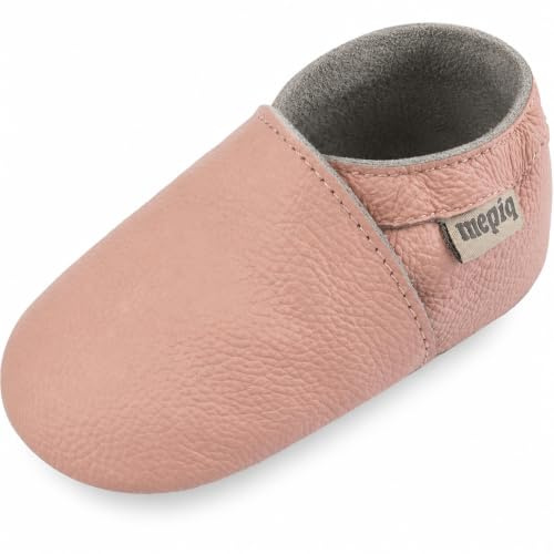 mepiq Krabbelschuhe Baby Lauflernschuhe lederpatschen Jungen Mädchen Weicher Leder Kleinkind Wildleder rutschfeste Lederschuhe 12-18 Monate, Rosa