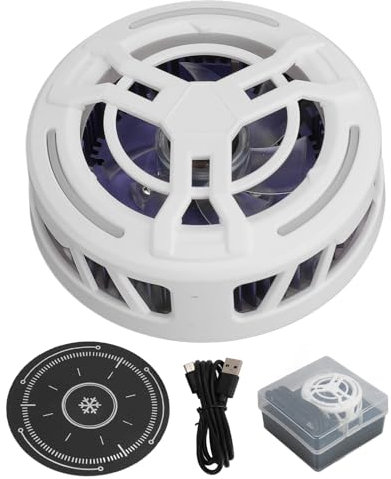 Refroidisseur Magnétique pour Tablette/Téléphone/Steam Deck/Interrupteur, 3 Niveaux Réglables, Ventilateur de Refroidissement de Téléphone Portable avec éclairage coloré, (White)
