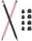 2Pack Stylus Pens for Touch Screens,Stylus pen with Six Replacement Rubber Tibs,Tablet Pen High-Sensitivity&Double-Ended Design for All Phones/Tablets/Samsung Galaxy/Xiaomi/IOS/Android (Black&Pink)