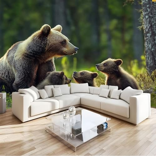 Generisch Vlies Fototapete Tier Braunbär - Wandtapete 200 x 140 cm mit 3D Effekt für Wohnzimmer, Schlafzimmer oder Büro
