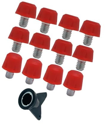F Fityle 12 Uds. Clavos para Zapatos de Fútbol con Llave, Tornillo Roscado, Accesorios para Zapatos de 6mm de Diámetro, Pernos de Repuesto para Competición, Rojo